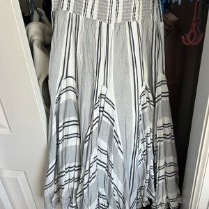 Chelsea & Theodore A-Line Skirt in Black and White Stripes